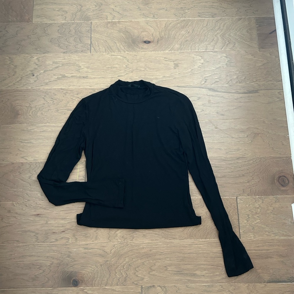 SHEIN Black Long-Sleeve Mock Neck Top